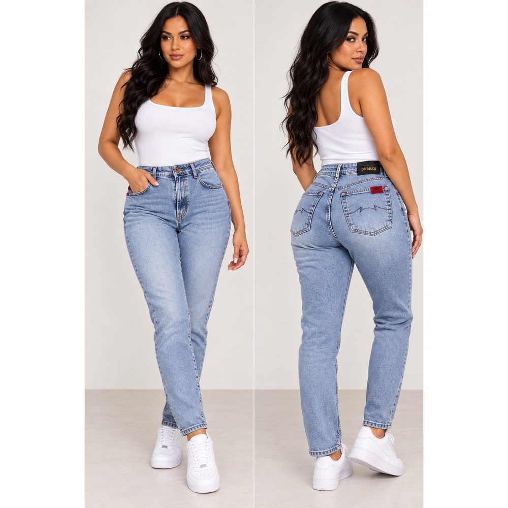 Parasuco High Rise Skinny Jeans Light Wash Rhinestone Detail 8008DM 30/32
